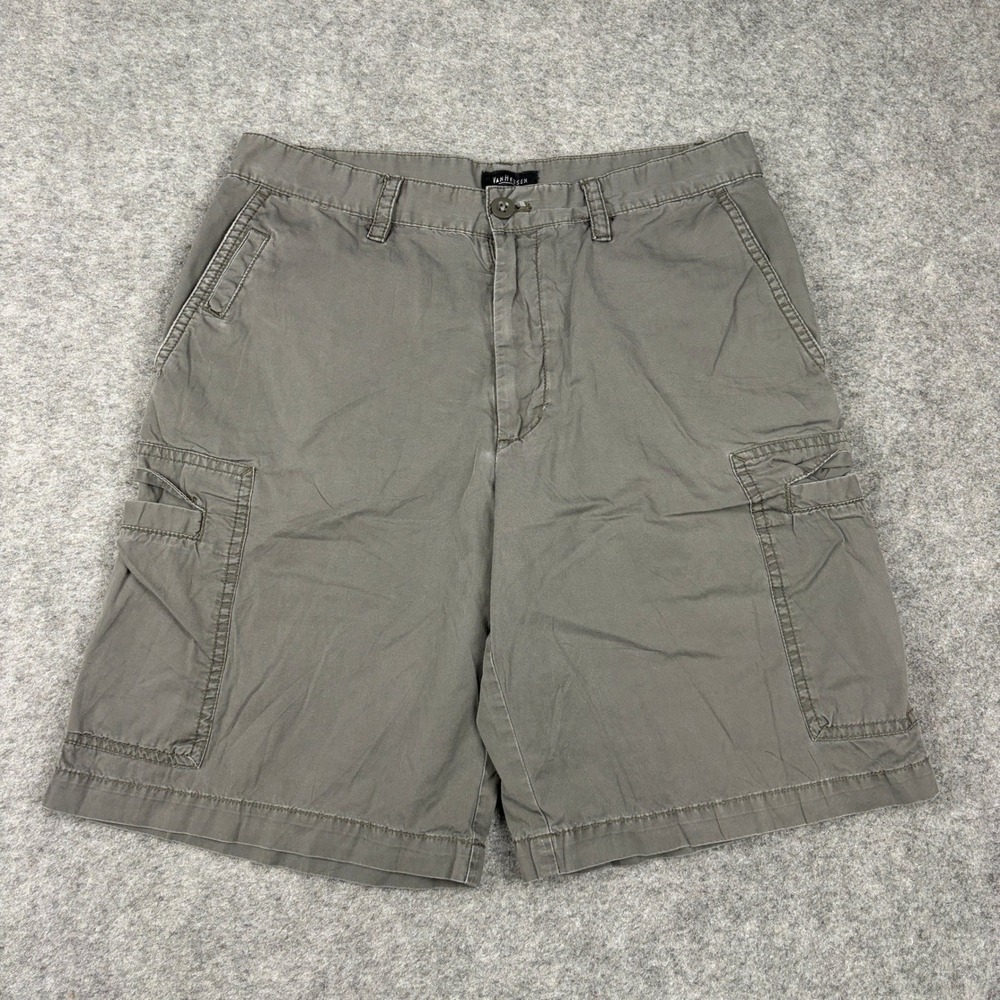 Y2K Van Heusen Cargo Shorts Mens 32 Gray Cotton Casual Outdoor Hiking Utility